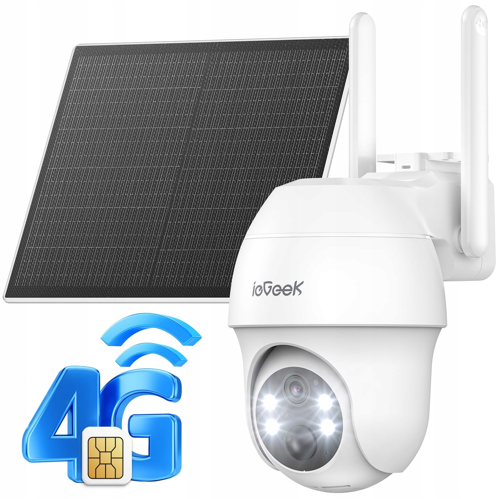 IEGEEK Kamera Zewnętrzna 4G LTE 2K Solarna z SIM PIR 350° 15M Audio