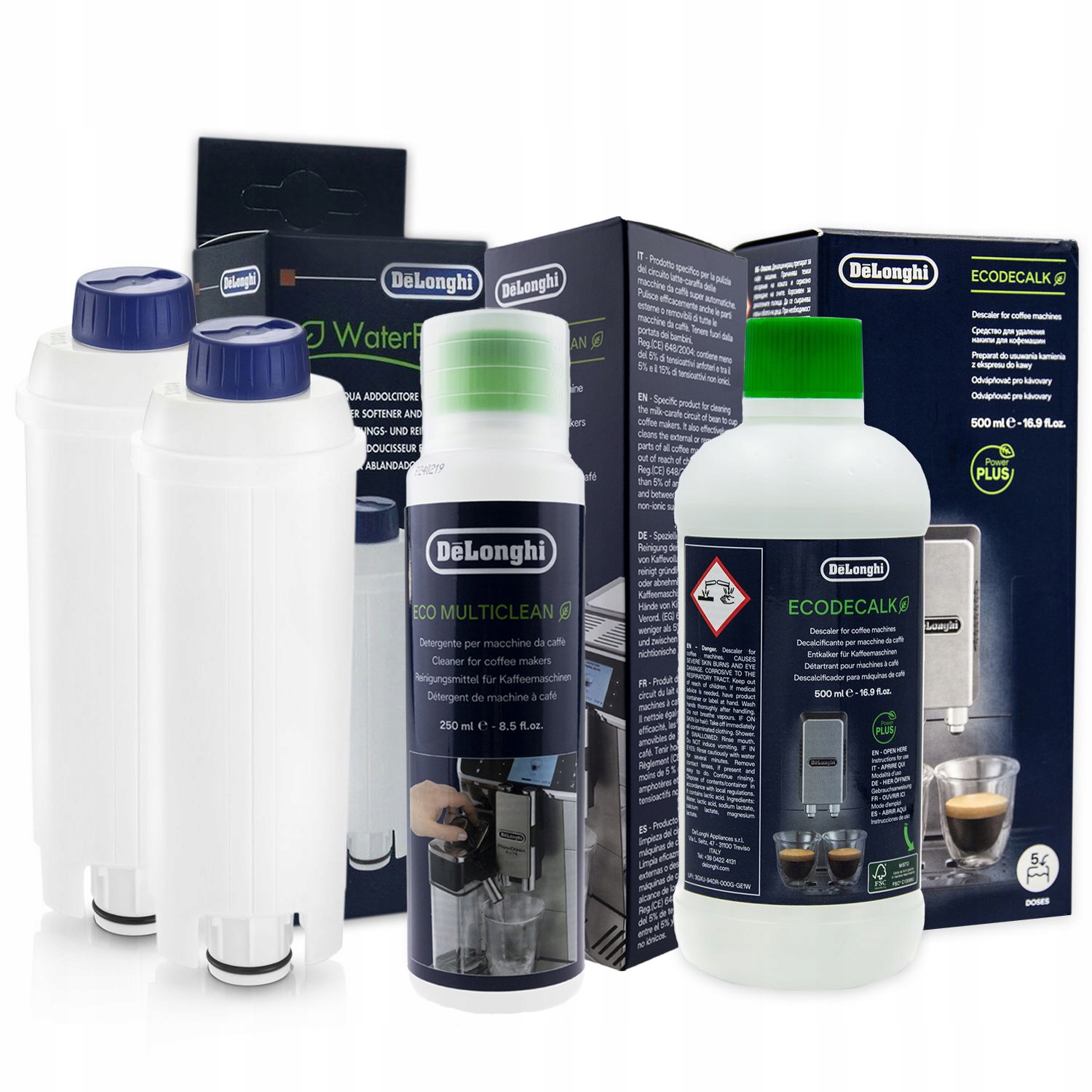 2x Filtr DLSC002 pro kávovar Delonghi Tekutina 250 ml Tekutina EcoDecalk 0,5 l