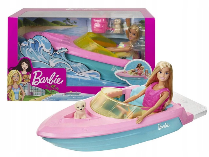 Ekstra Lalka Barbie motorówka GRG30
