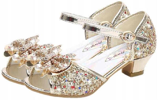 

Buty Sandałki Księżniczki Na Obcasie Złote 28