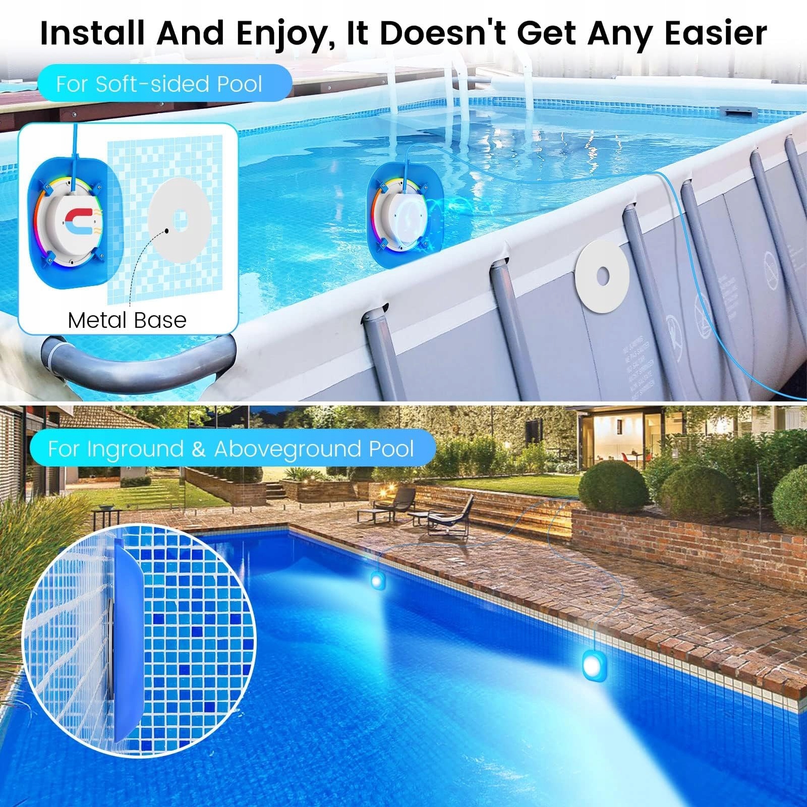 LYLMLE 20W LED Basenowe Światła 12V Zmiana Koloru IP68 Sterowanie APP — miniatura 2
