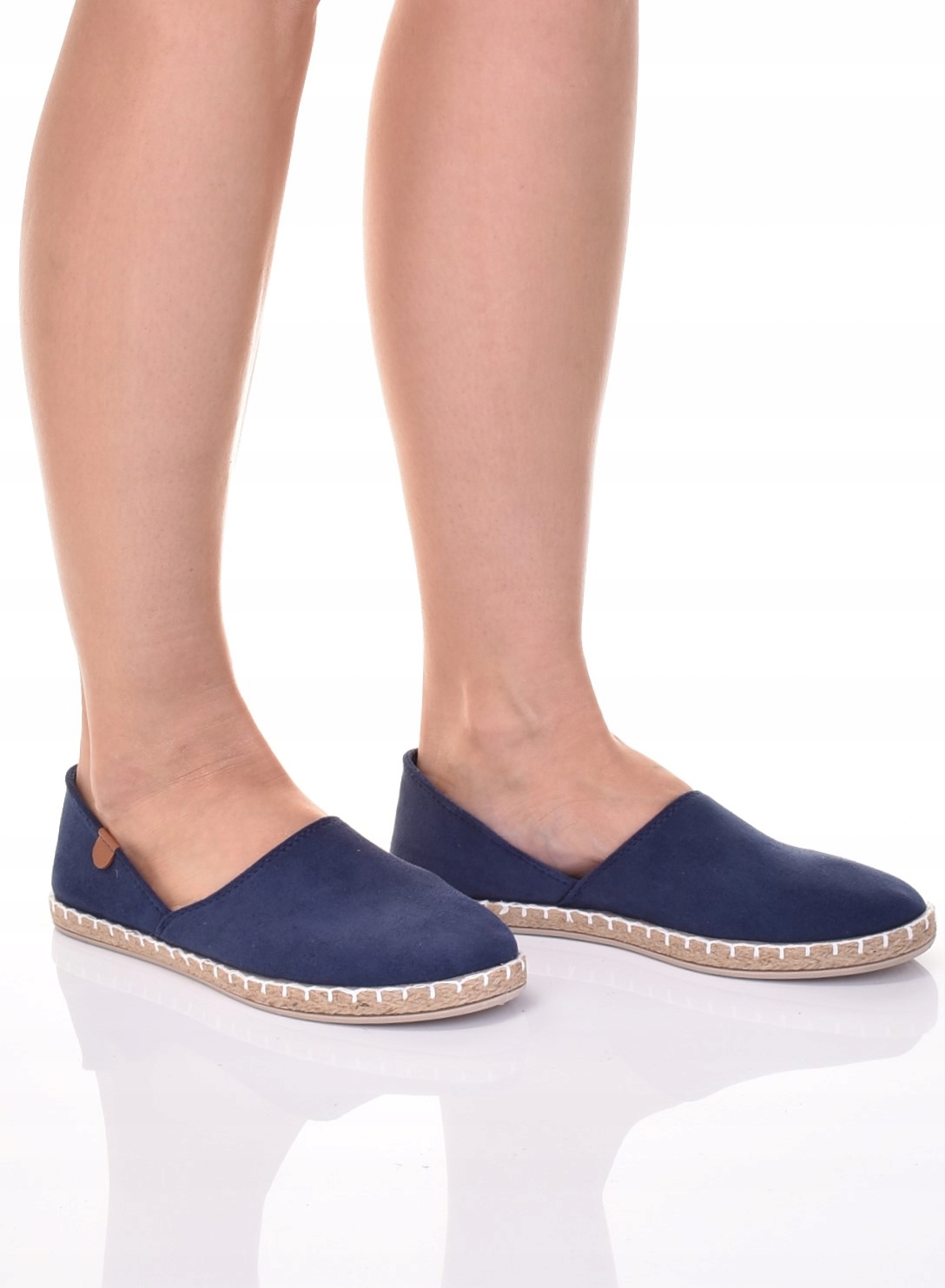 ESPADRYLE DAMSKIE LEKKIE WYKROJONE TENISÓWKI WSUWANE GRANATOWE Rozmiar 38