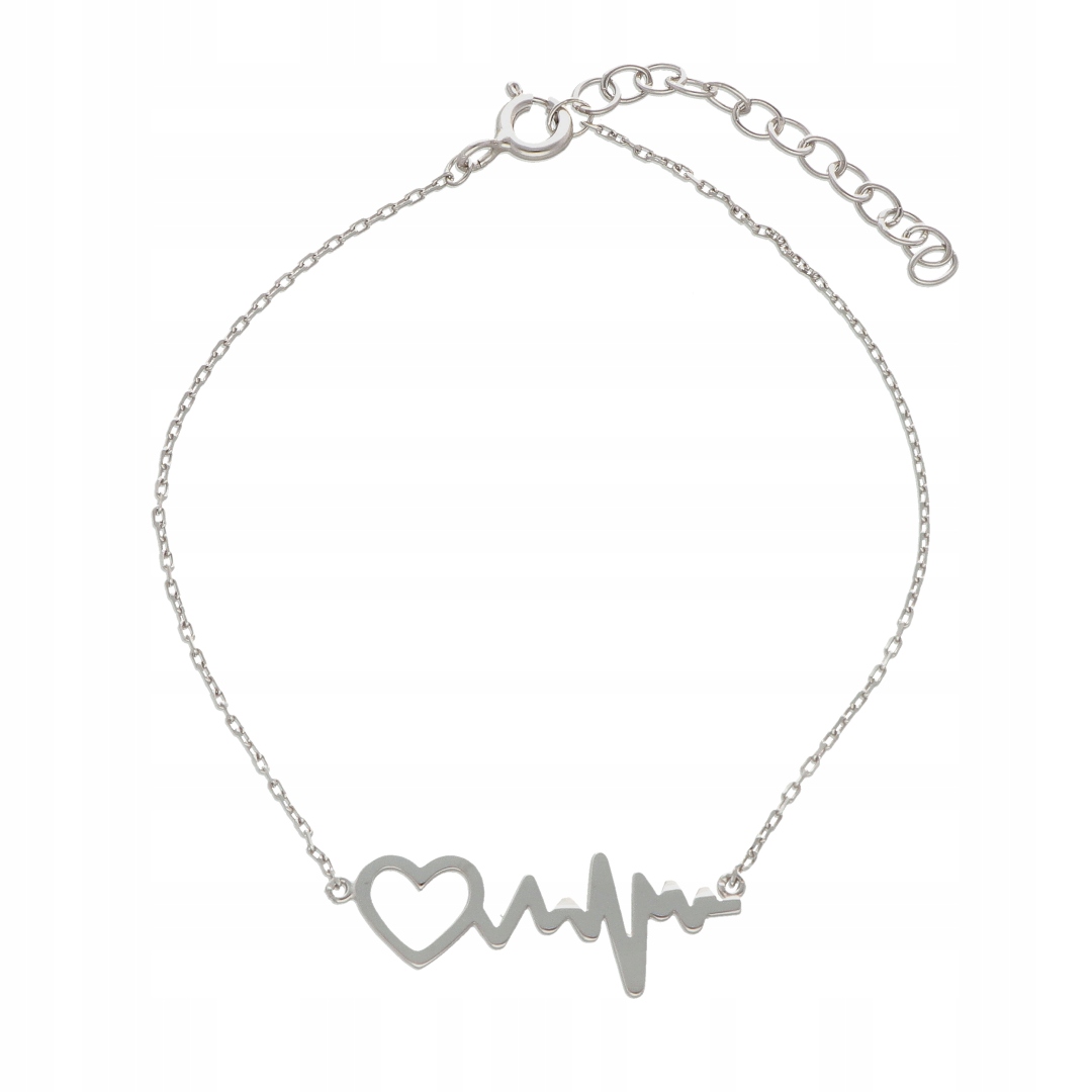 Náramek linie života Ekg srdce stříbro