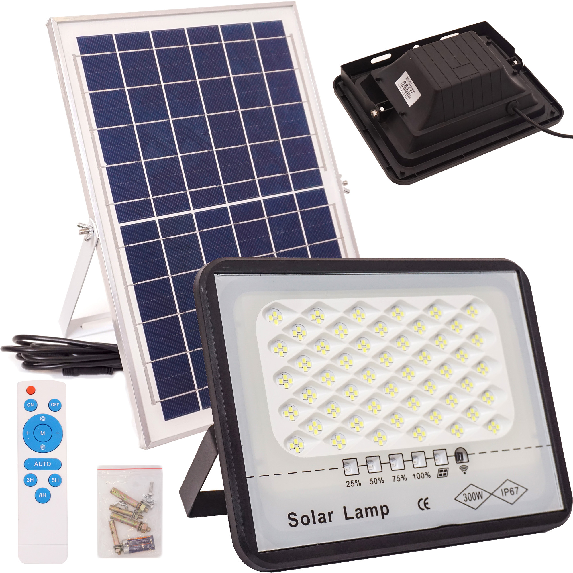 ГАЛОГЕННАЯ СВЕТОДИОДНАЯ ЛАМПА НА СОЛНЕЧНОЙ БАТАРЕЕ 300 ВТ