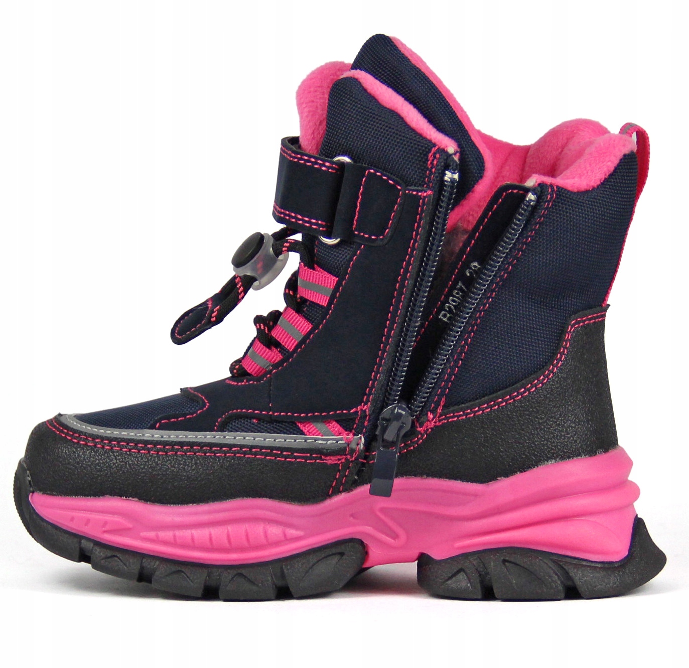 ŚNIEGOWCE DZIEWCZĘCE BUTY OCIEPLANE ZIMOWE WEŁNA FUTERKO RZEPY ODBLASKI 25 Kod producenta BB2987D