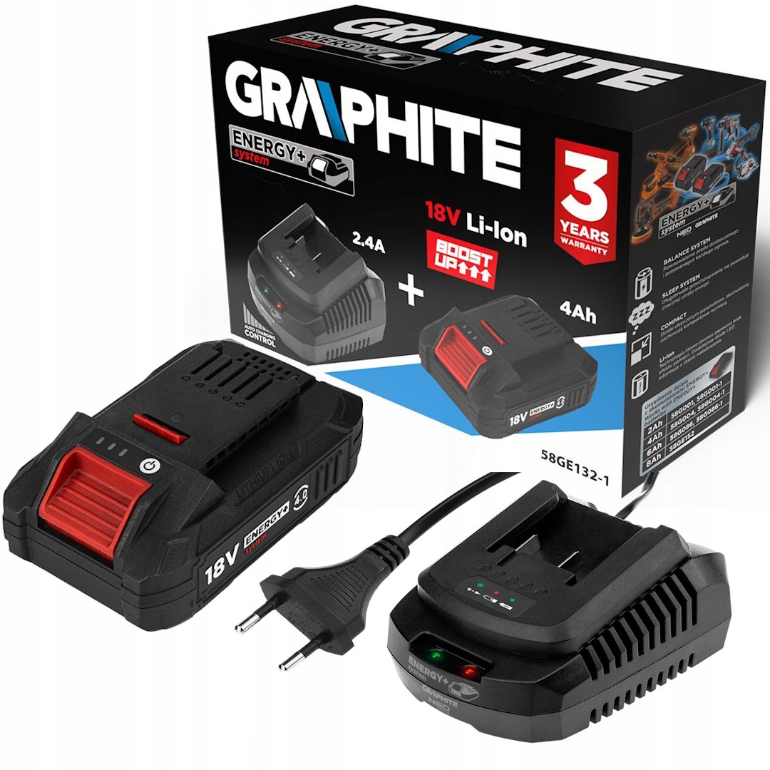 Akumulator 4Ah Boost Up z ładowarką zestaw Energy+ Graphite