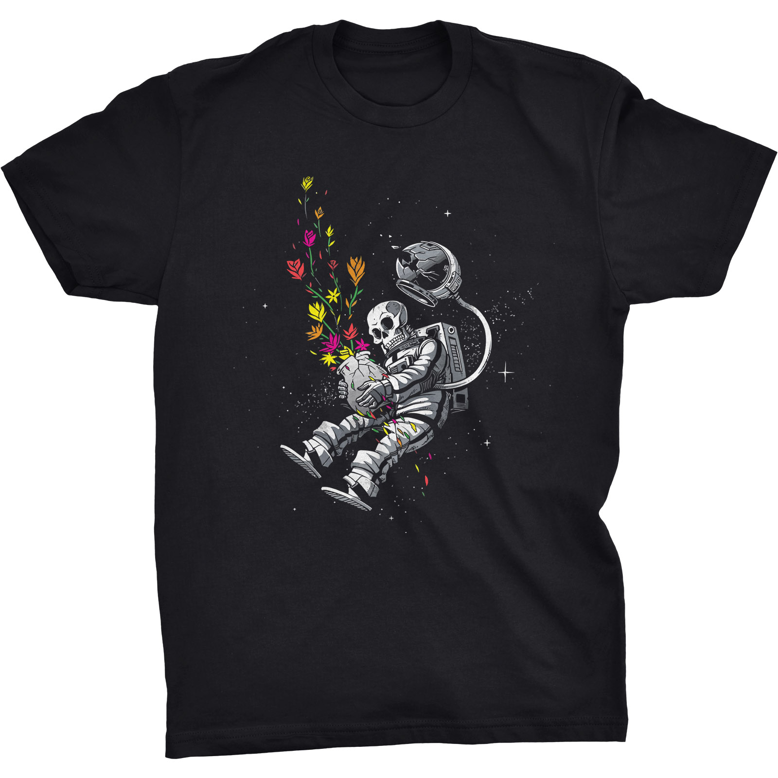 

Astronauta Koszulka Zombie Szkielet Kwiaty Kosmos