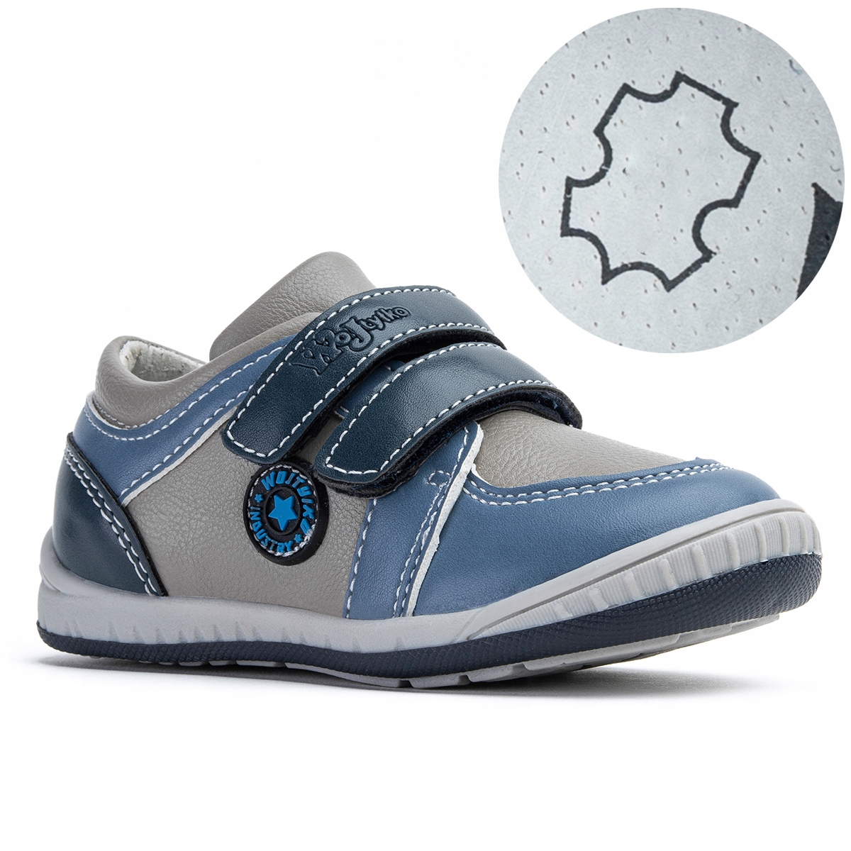 Półbuty chłopięce wew.SKÓRA łatwe zakładanie lekkie na RZEPY Wojtyłko