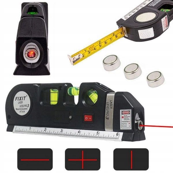 Poziomica LASEROWA + libelki + miarka zwijana 250 cm FIXIT Level Pro 3