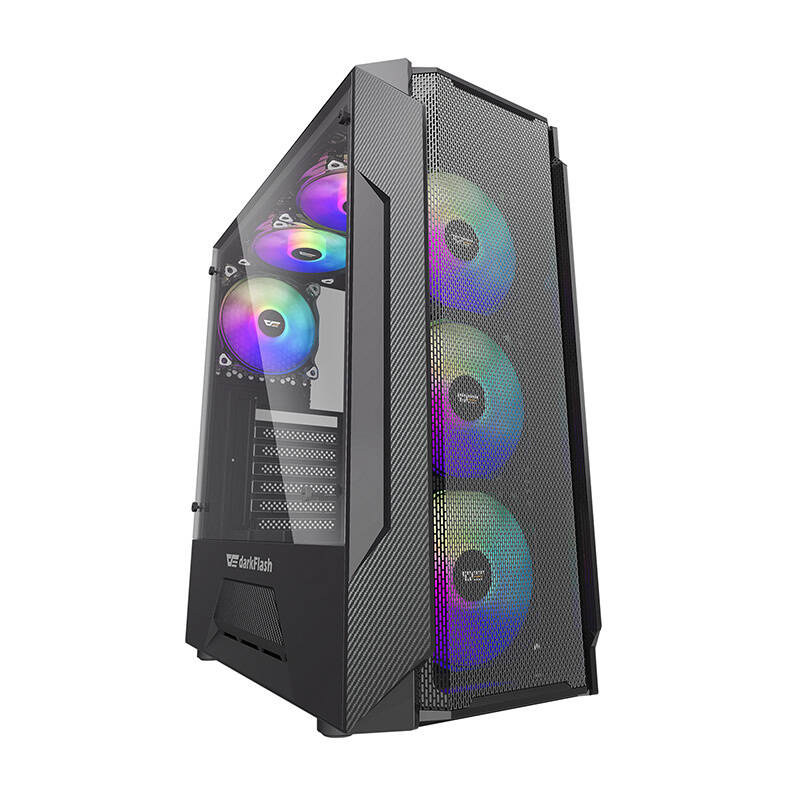 Darkflash Leo Počítačová Skříň MID Tower Černé Sklo Tvrdé, 240 MM, USB3.0