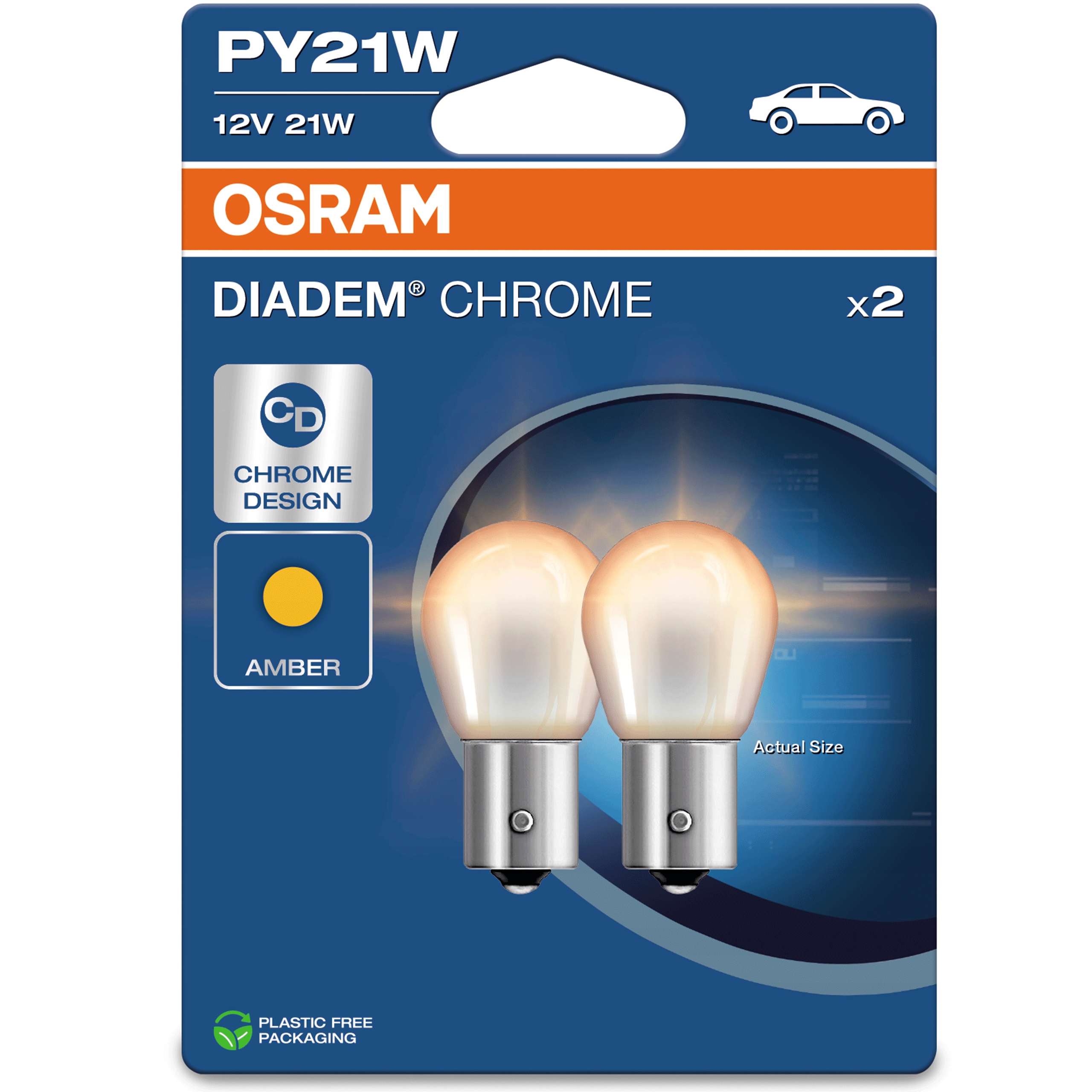 Osram Żarówka Halogenowa Do Kierunkowskazów PY21W Diadem Chrome 2 sztuki