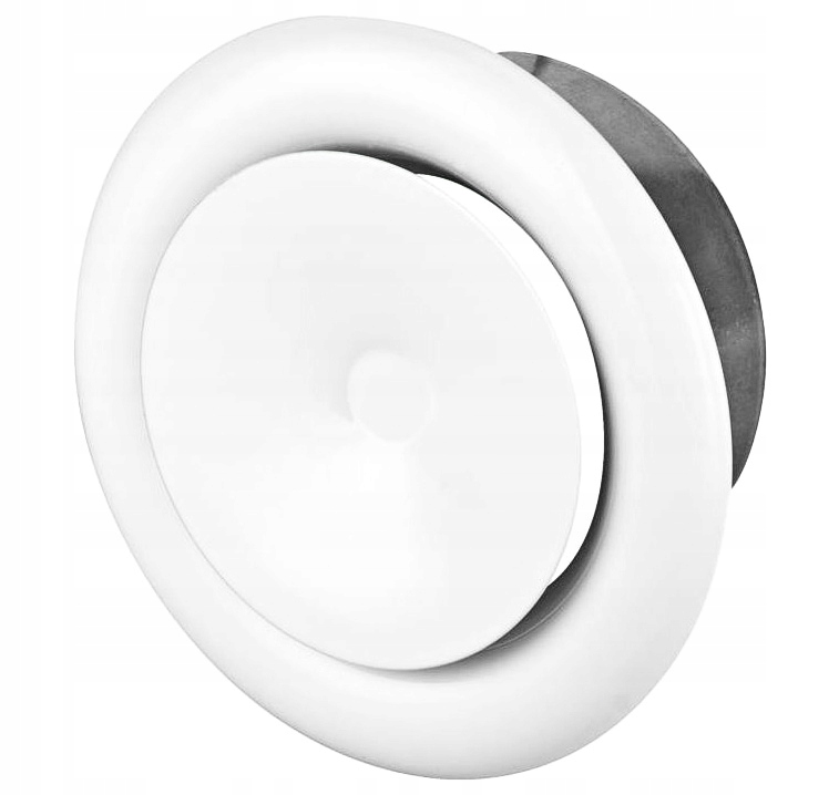 Anemostat BIAŁY metalowy nawiewny SV 125mm Z RAMKĄ MONTAŻOWĄ