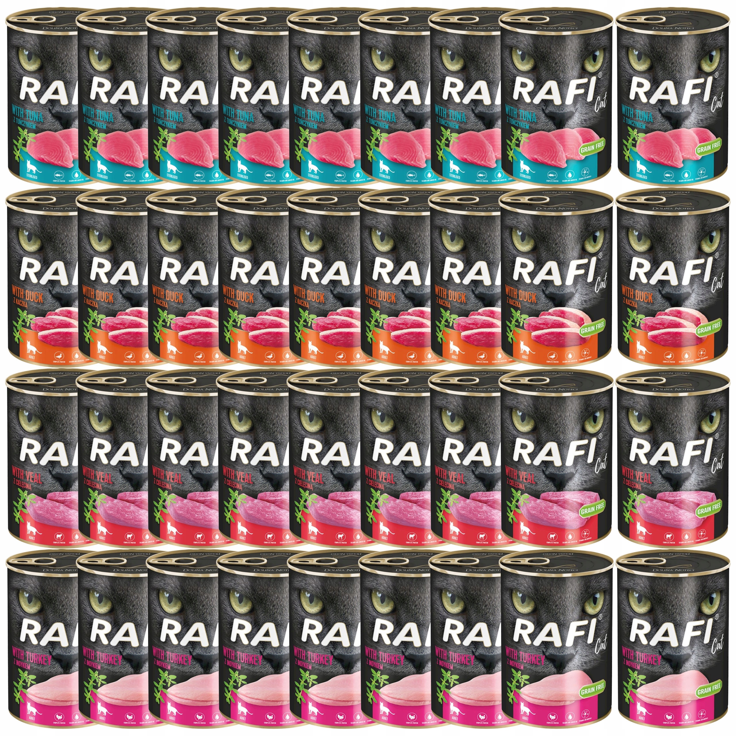 Rafi Cat Dolina Noteci Krmivo mokré pro kočky mix chutí 36 x 400 g bez obilovin