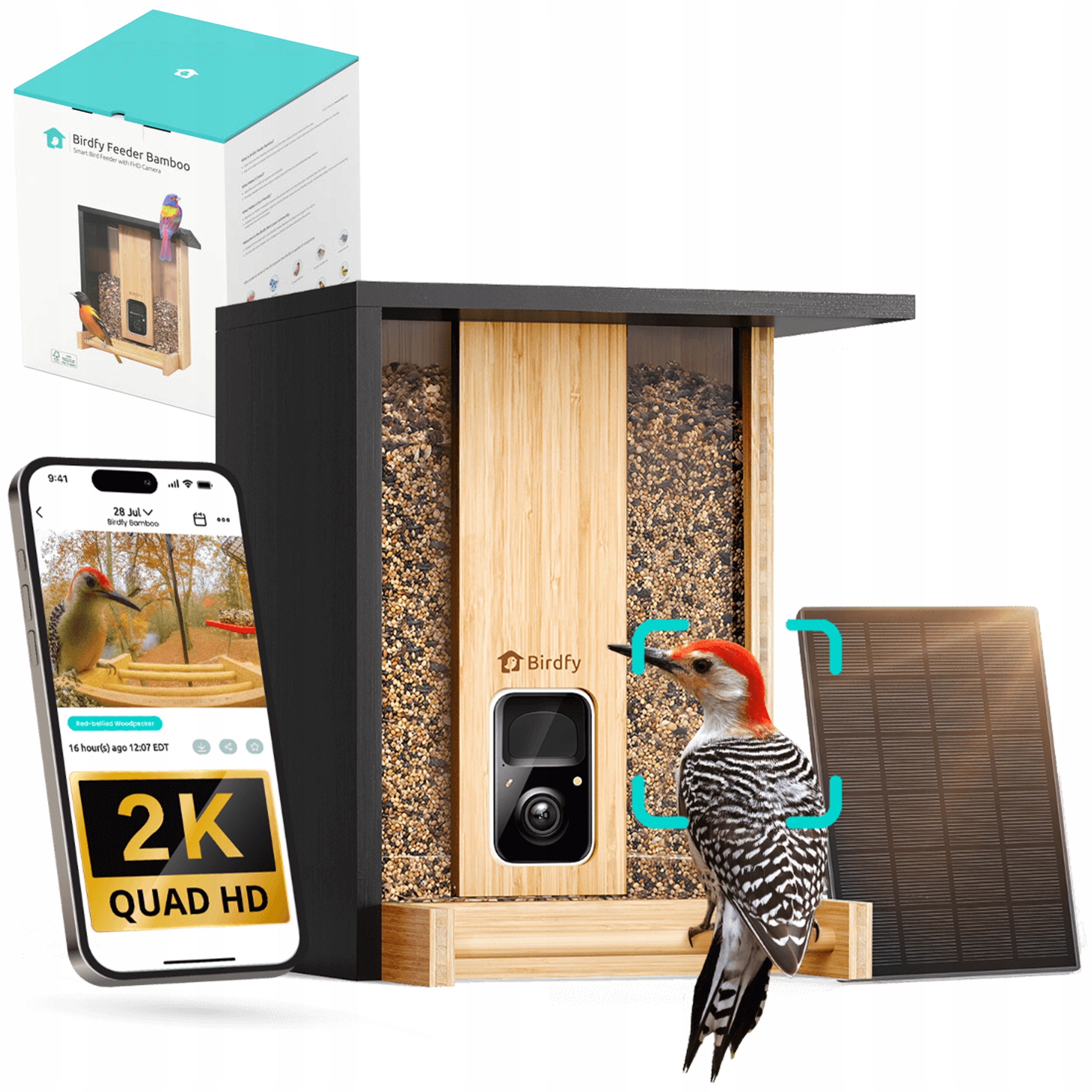 Birdfy Feeder Bamboo Ai Inteligentny Karmnik dla Ptaków z Kamerą Ai