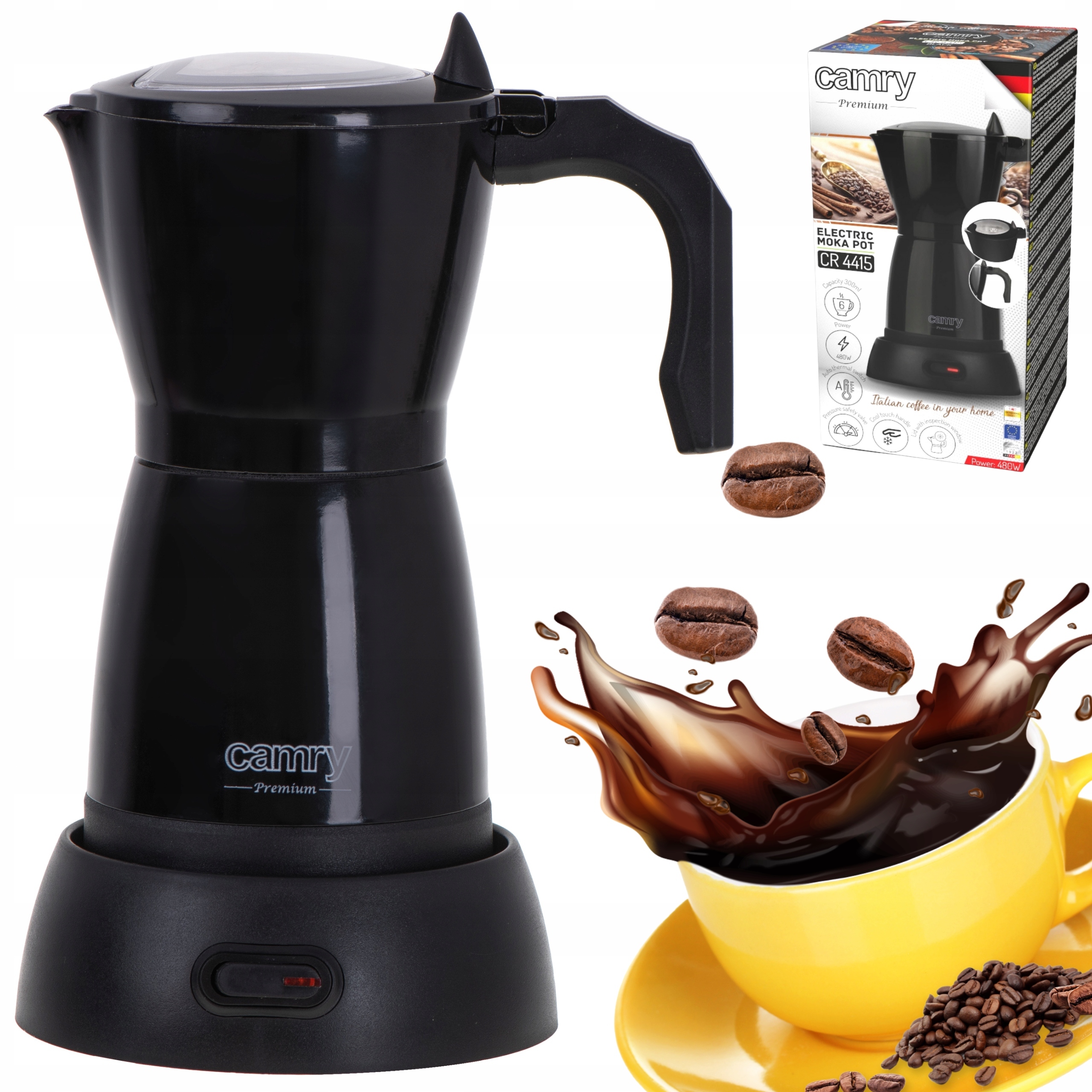 KAWIARKA ELEKTRYCZNA ZAPARZACZ DO KAWY ESPRESSO STYLOWA POJEMNOŚĆ 300ml Stan opakowania oryginalne