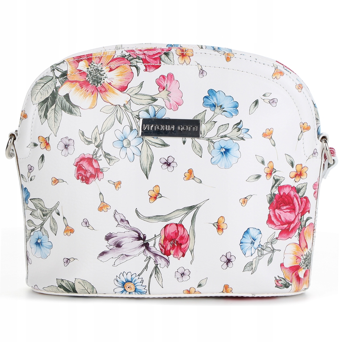 Vittoria Gotti Kabelka Přes Rameno Kožená s květinami Bílá Floral