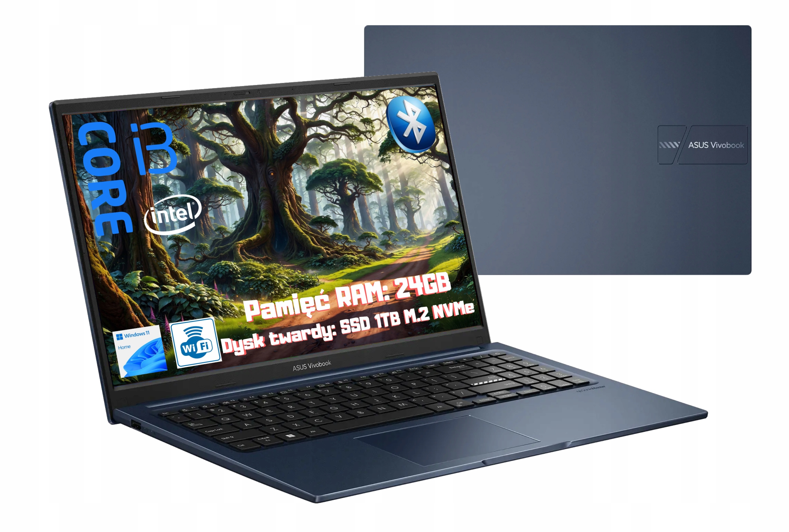 Niebieski laptop Asus VivoBook i3-1215U 24GB 1TB Ssd 17,3" Fhd WIN11