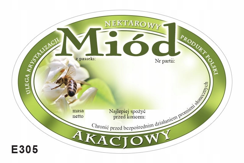 

Etykiety owalne na miód akacjowy (100szt) E305