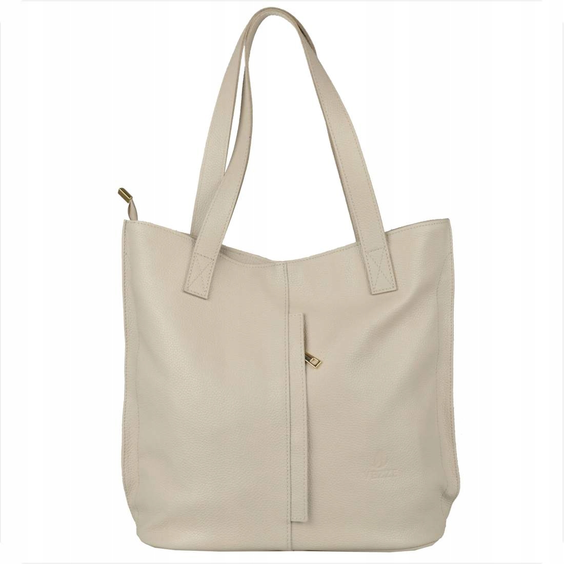 Italská kožená kabelka přes rameno XL Vezze Béžová Shopper Bag
