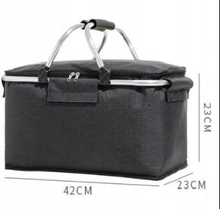 KOSZYK PIKNIKOWY SKŁADANY TERMICZNY KOSZ NA ZAKUPY - SZARY Model KOSZ
