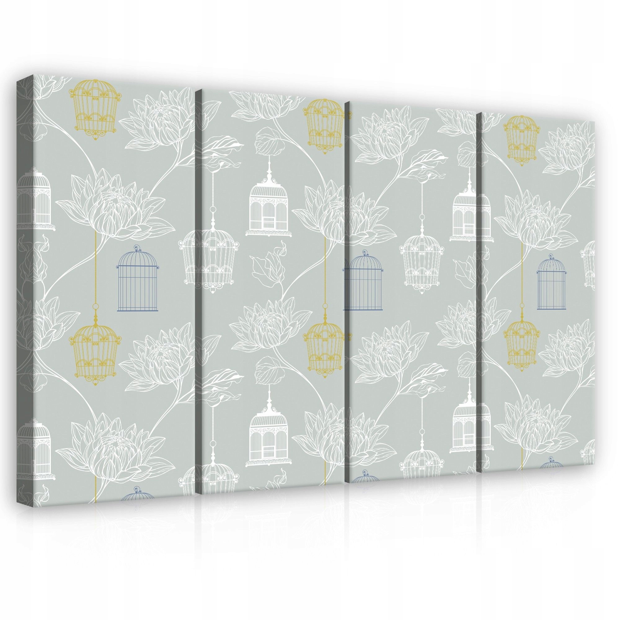 Obraz 120x80 Vintage klece květiny lotos vzor monochrom zlato