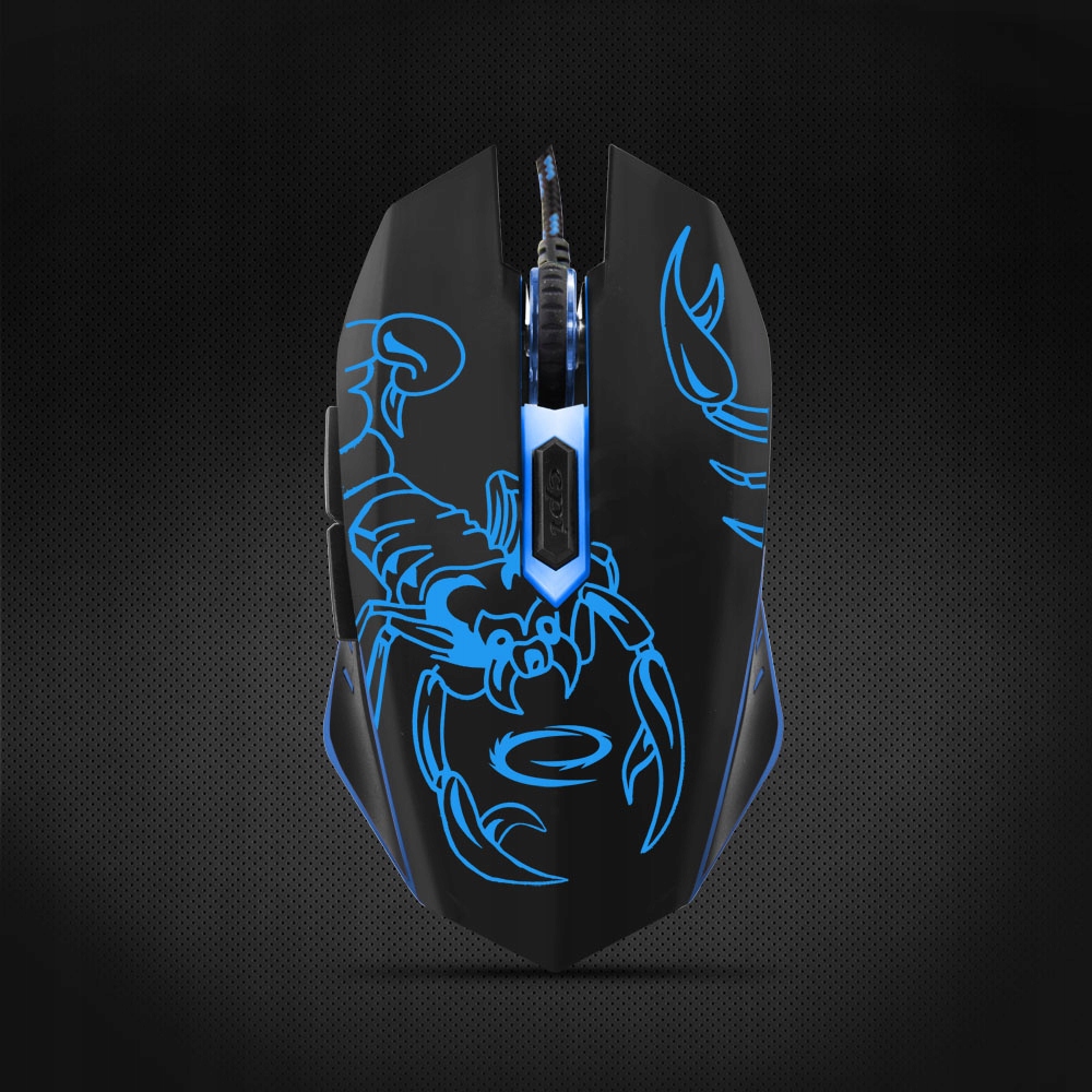 NIEBIESKA MYSZ GAMINGOWA LED DLA GRACZY 2400 DPI Interfejs USB