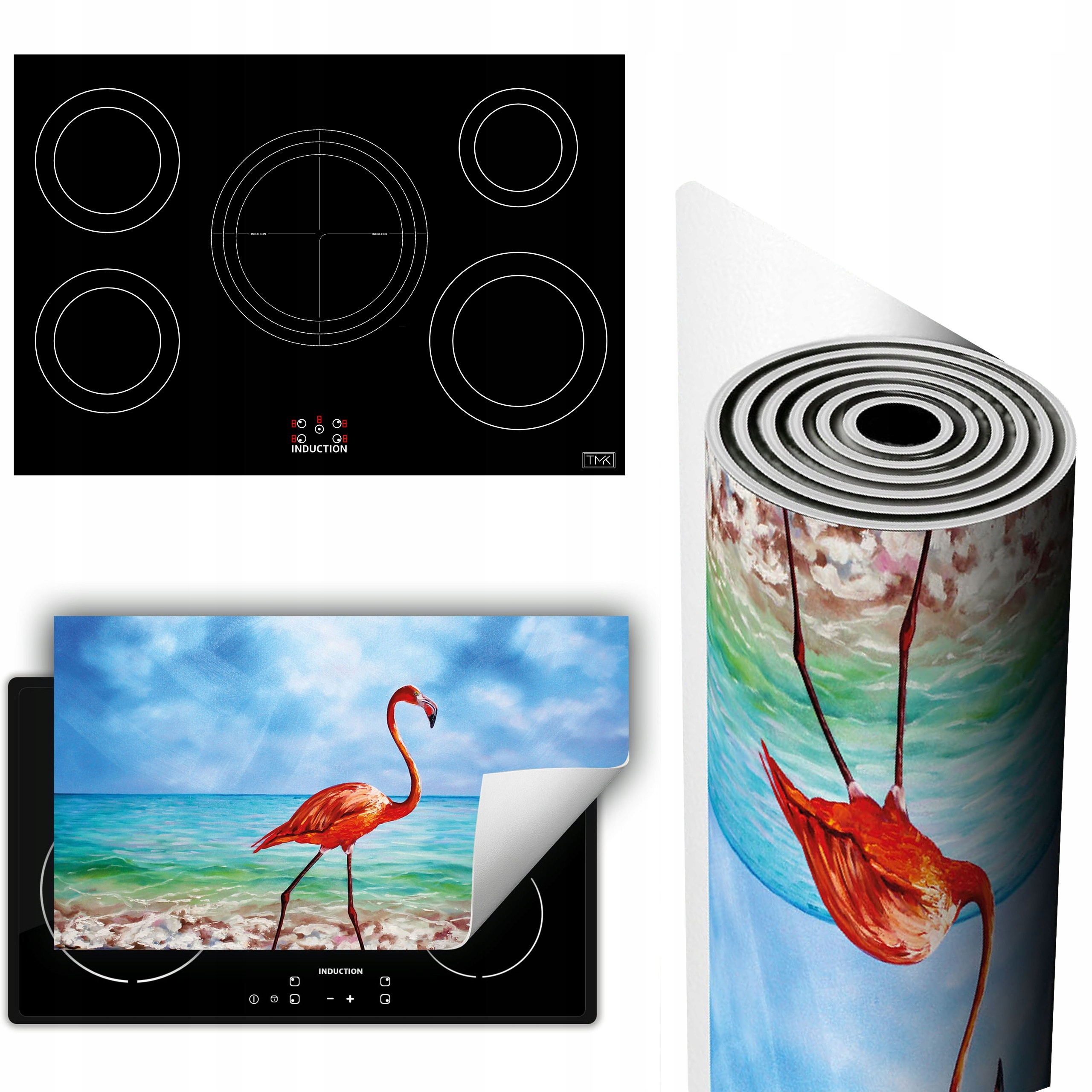 Vinylová Podložka Na Ochranu Kuchyňské Desky 90x52 plameňák moře