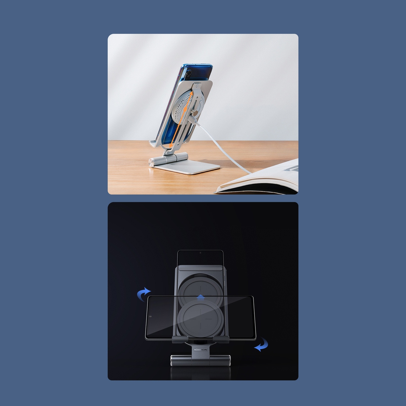 ŁADOWARKA BEZPRZEWODOWA NILLKIN MINI WIRELESS CHARGING STAND 15W SZARY Długość przewodu 1.2 m