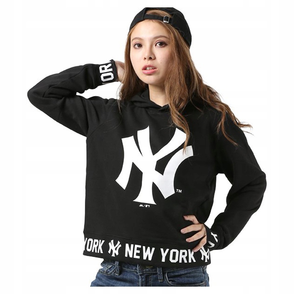 Černá mikina do pasu New York Yankees Majestic L