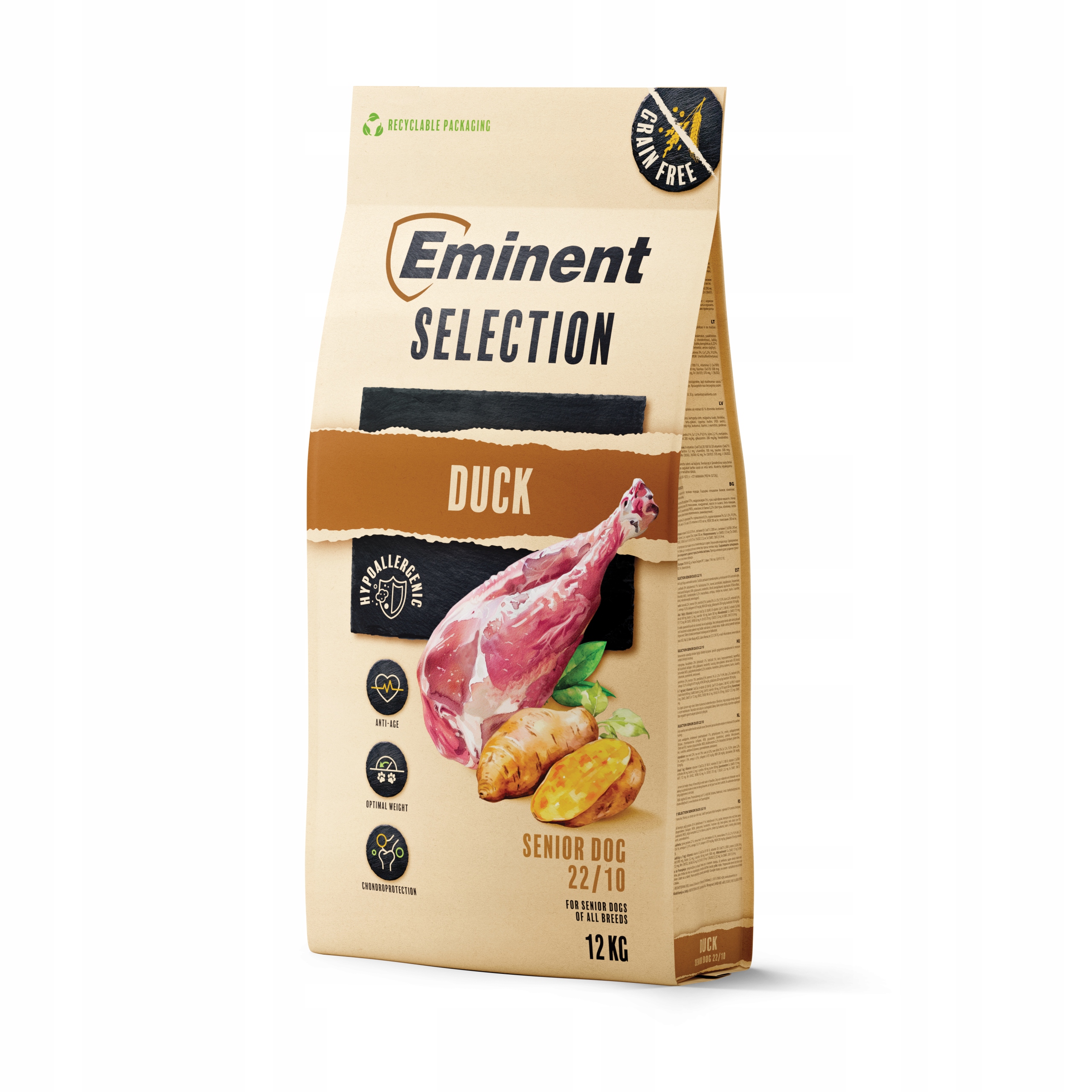 Levně Eminent Selection Grain Free Senior Duck 22/10 12 kg na kachně, pro seniory