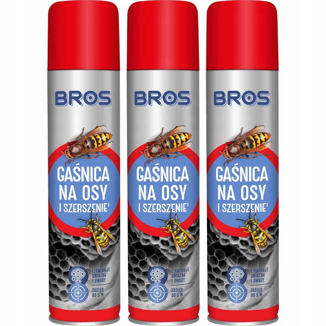3 x Gaśnica Na Osy I Szerszenie 600 ML zasięg do 5 metrów Bros