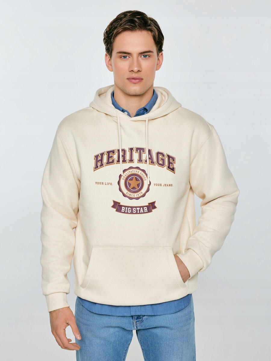 Big Star Bluza męska z kapturem kremowa Salomon 103 L