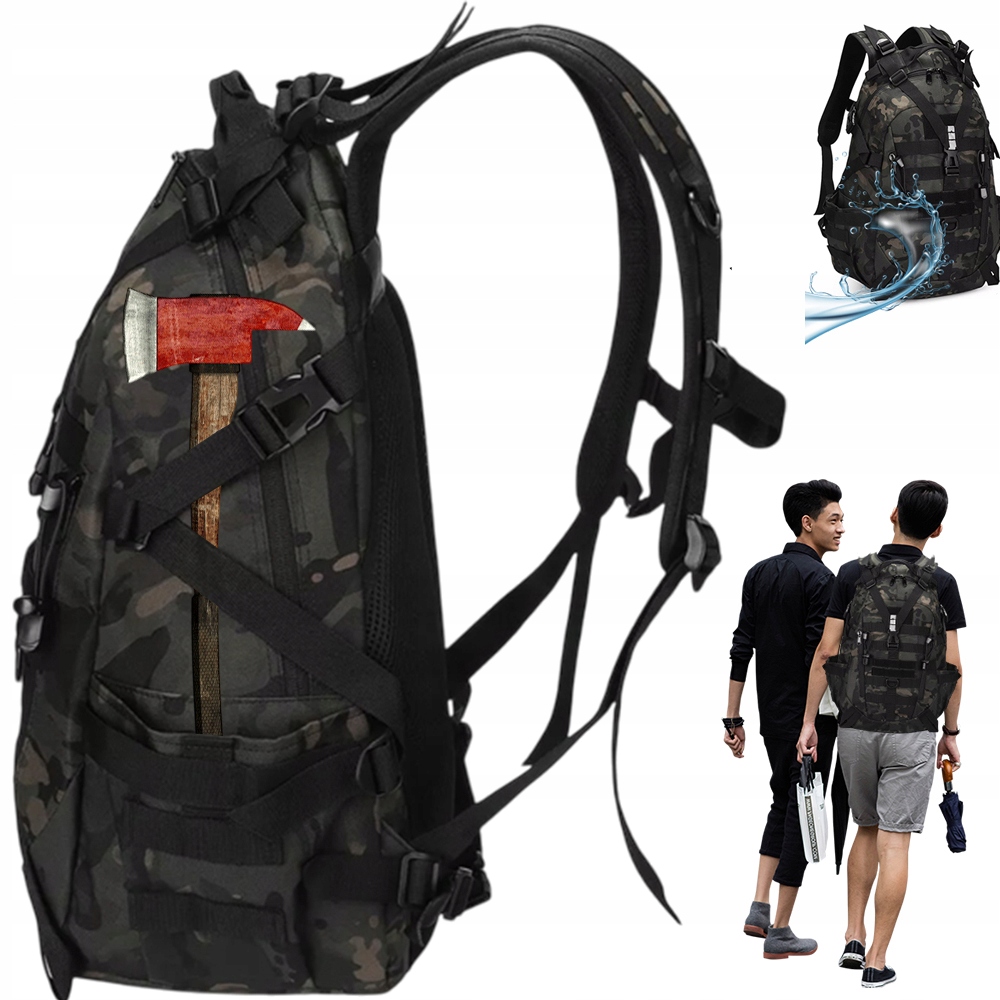 Plecak wędrowny 30L turystyczny do gór damski męski kamuflaż