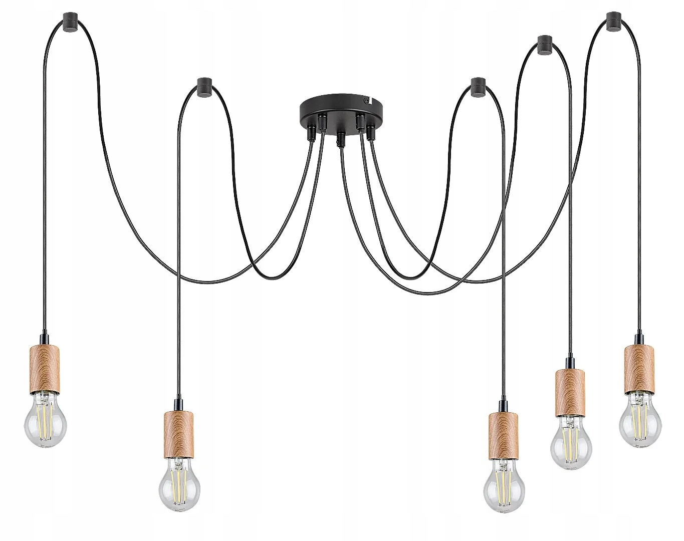 Závesná lampa pavúk E27 5x60W farba čierna matná 72075 Dollien Rabalux