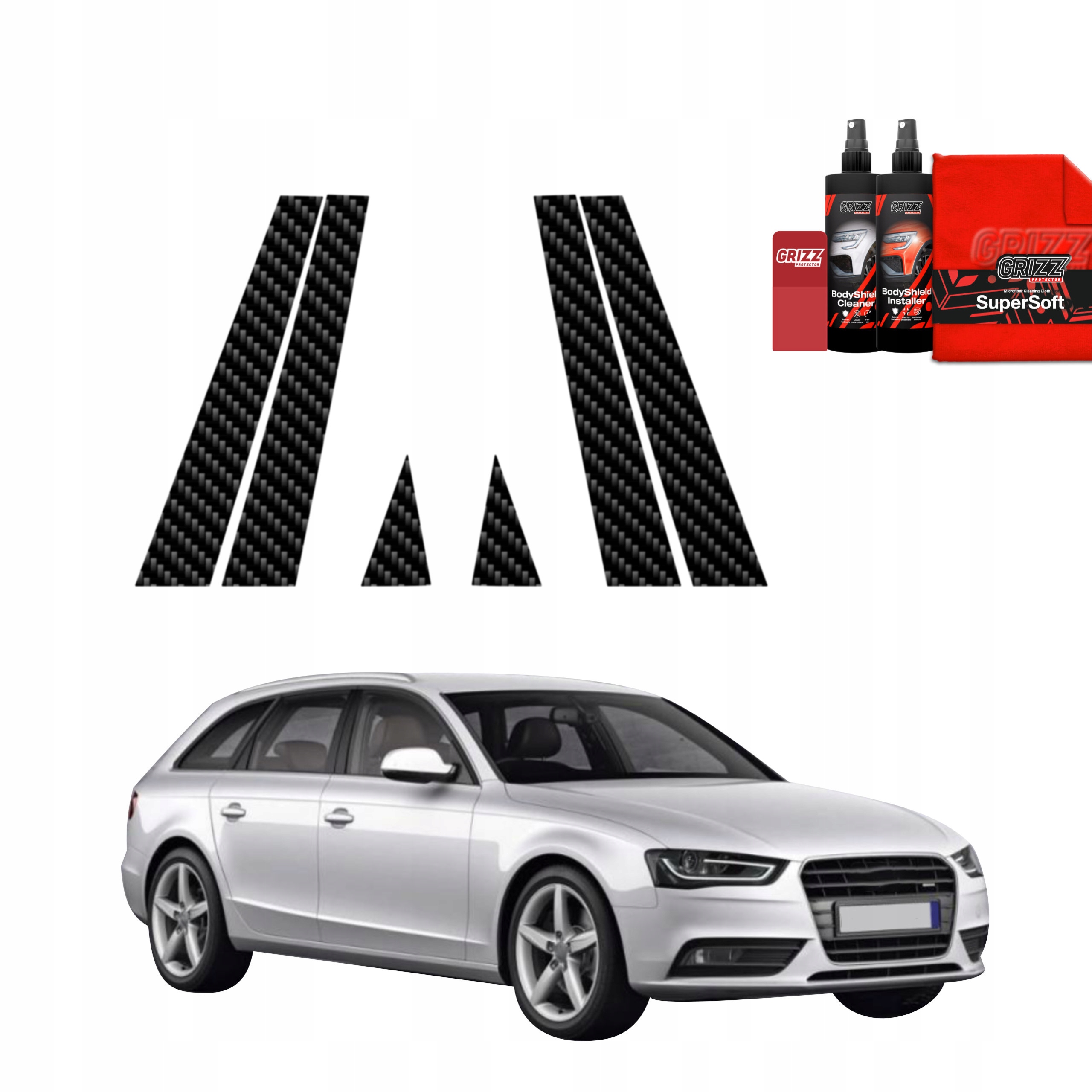 6v1 Fólie na sloupky pro Audi A4 B8 Avant Facelifting (2011-2015)
