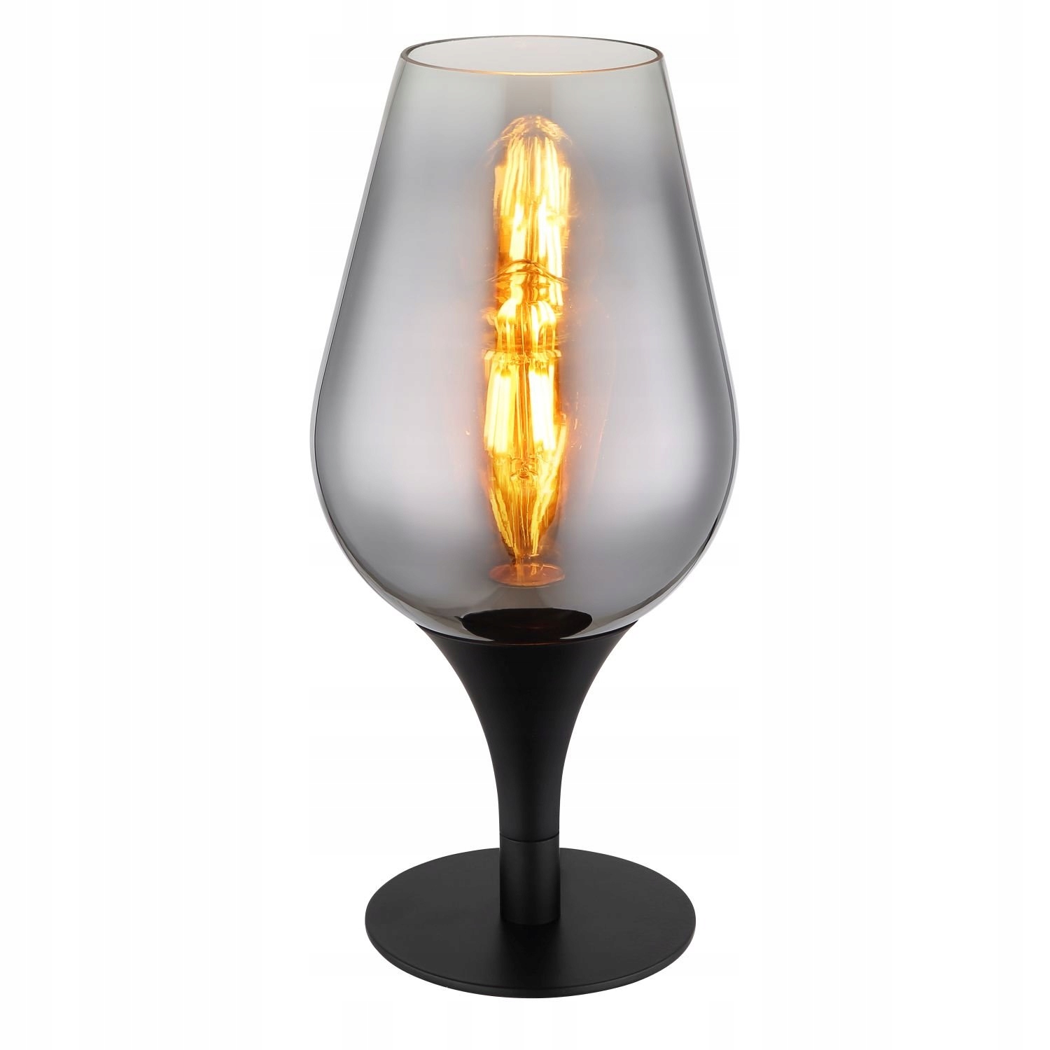 Dekoratívna stolová lampa v tvare kalicha, sklenené tienidlo s vypínačom