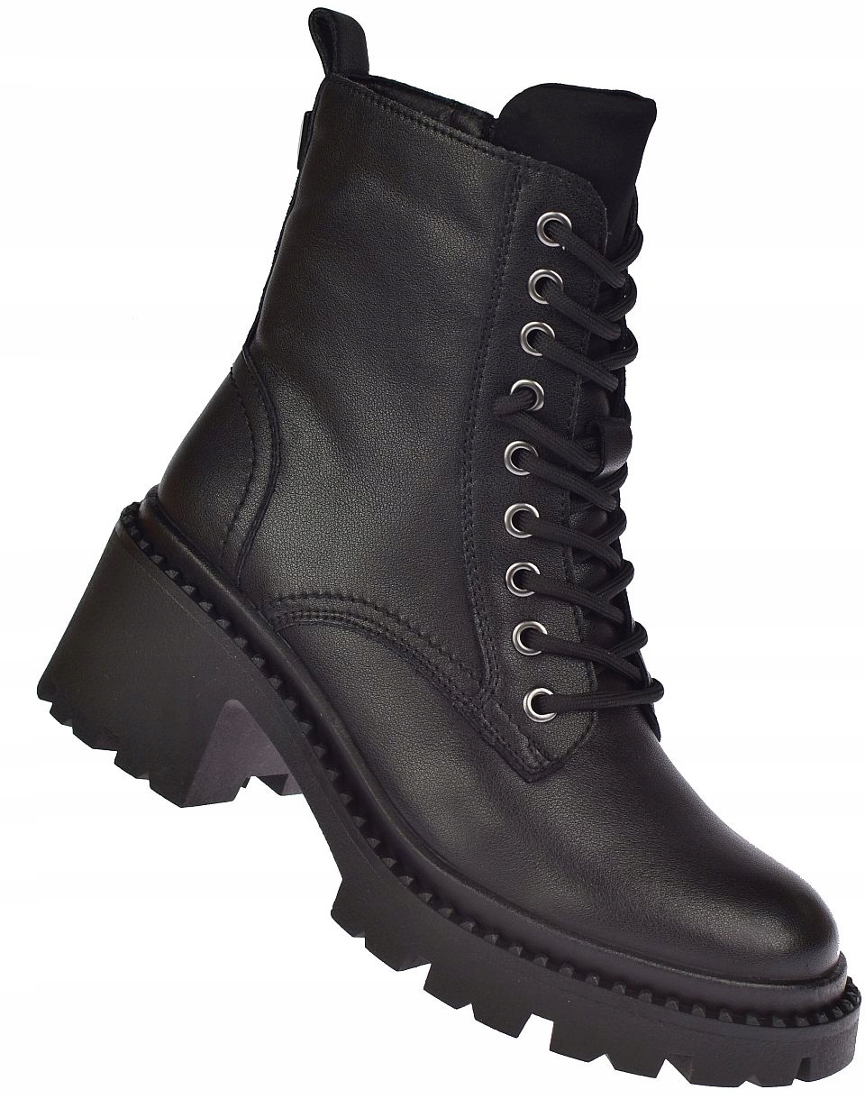 Dámské kotníkové boty na zip JK/B-3-125 bk, zateplené, šněrovací, velikost vel