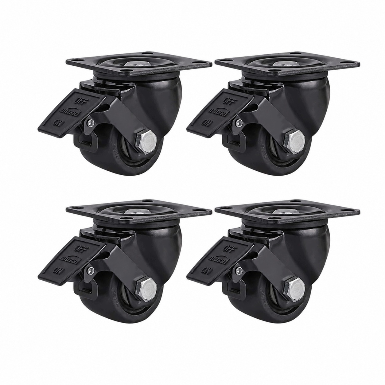 Sada 4 polyamidových kol 75 mm Otočná brzda 2400 kg