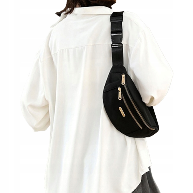 NERKA CZARNA SASZETKA DAMSKA TRZYKOMOROWA POJEMNA NA WYCIECZKĘ Typ nerka