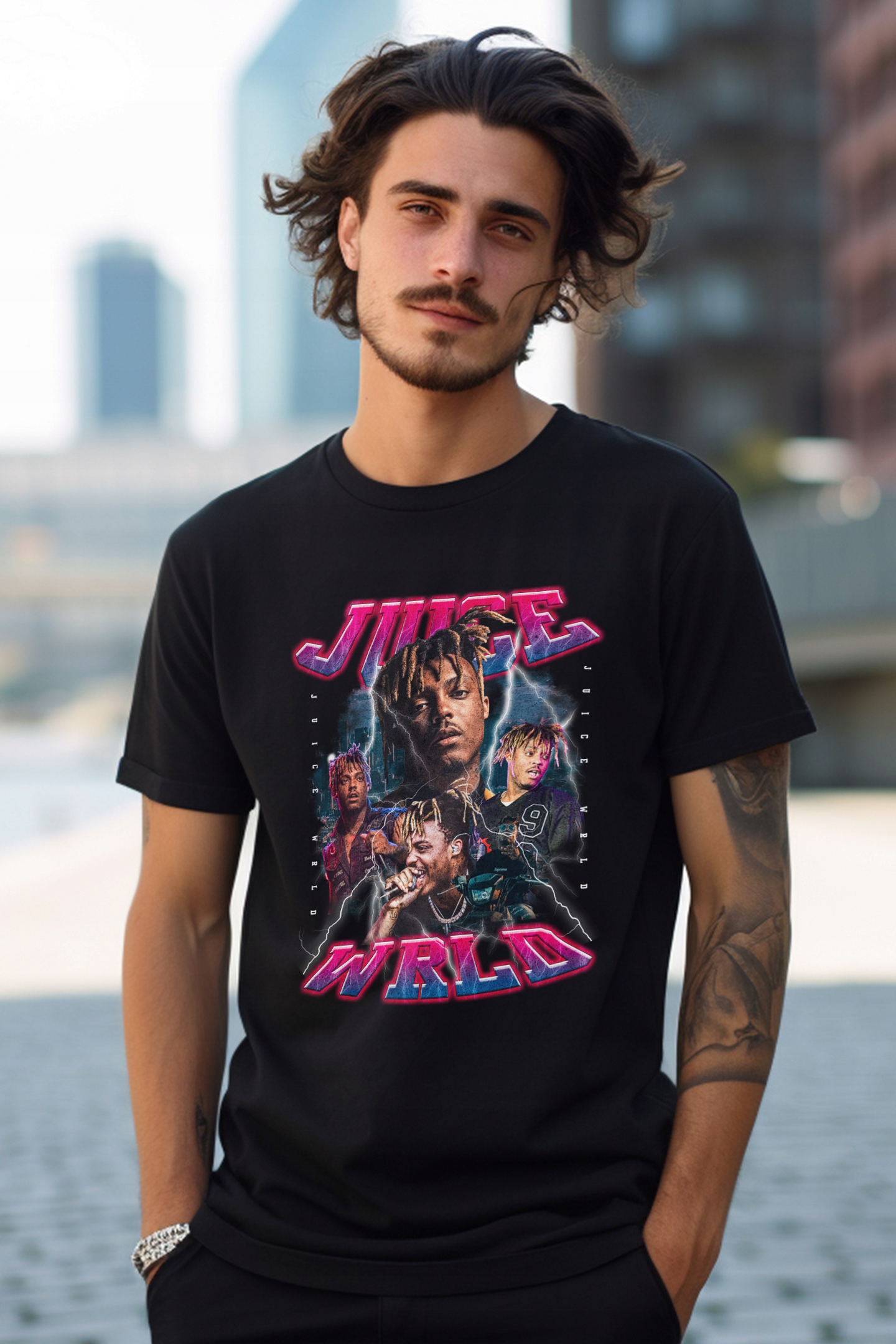 KOSZULKA MĘSKA BOOTLEG JUICE WRLD MUZYK PIOSENKARZ GWIAZDA