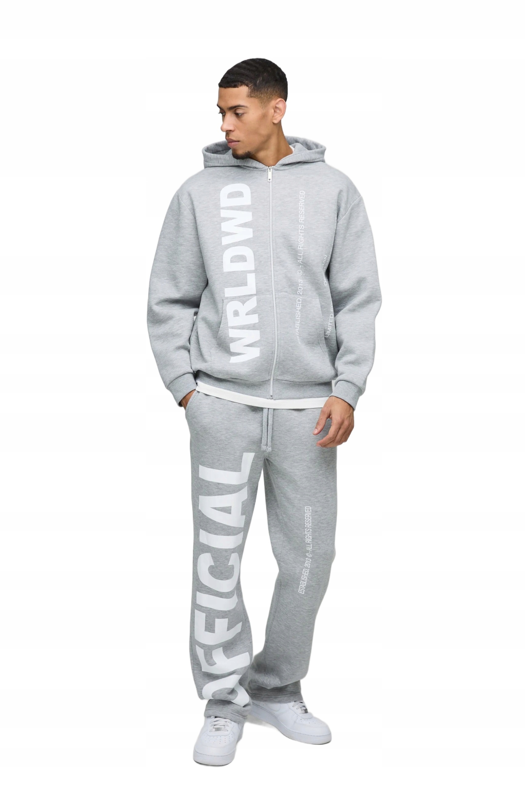 Boohooman Šedý Teplákovka Pánský S Kapucí S Potiskem Dlouhý Komplet M Z3A