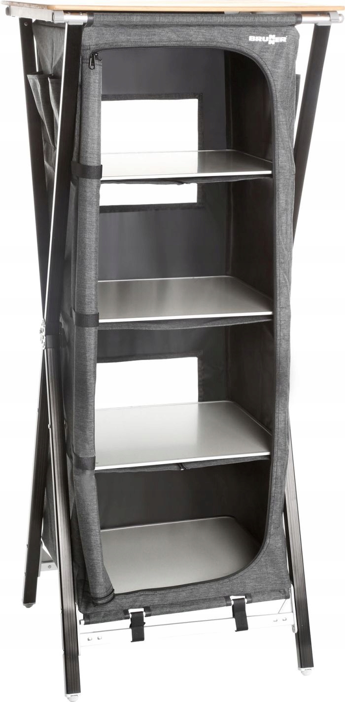 Wysoka Składana Szafka Kempingowa Szara Brunner
