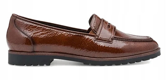 Dámské Hnědé Lakované Mokasíny Pohodlné Eko Kůže Tamaris 40