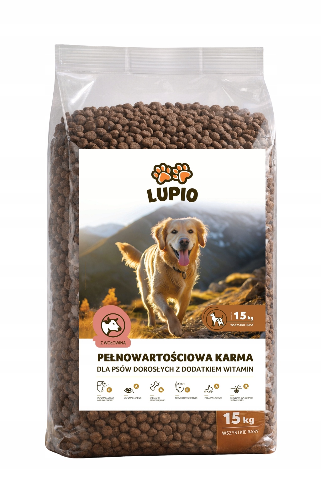 Lupio krmivo suché hovězí maso 15 kg Adult Maso Klouby