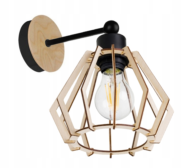 

Lampa Kinkiet ścienny stały loft Brylant Drewno