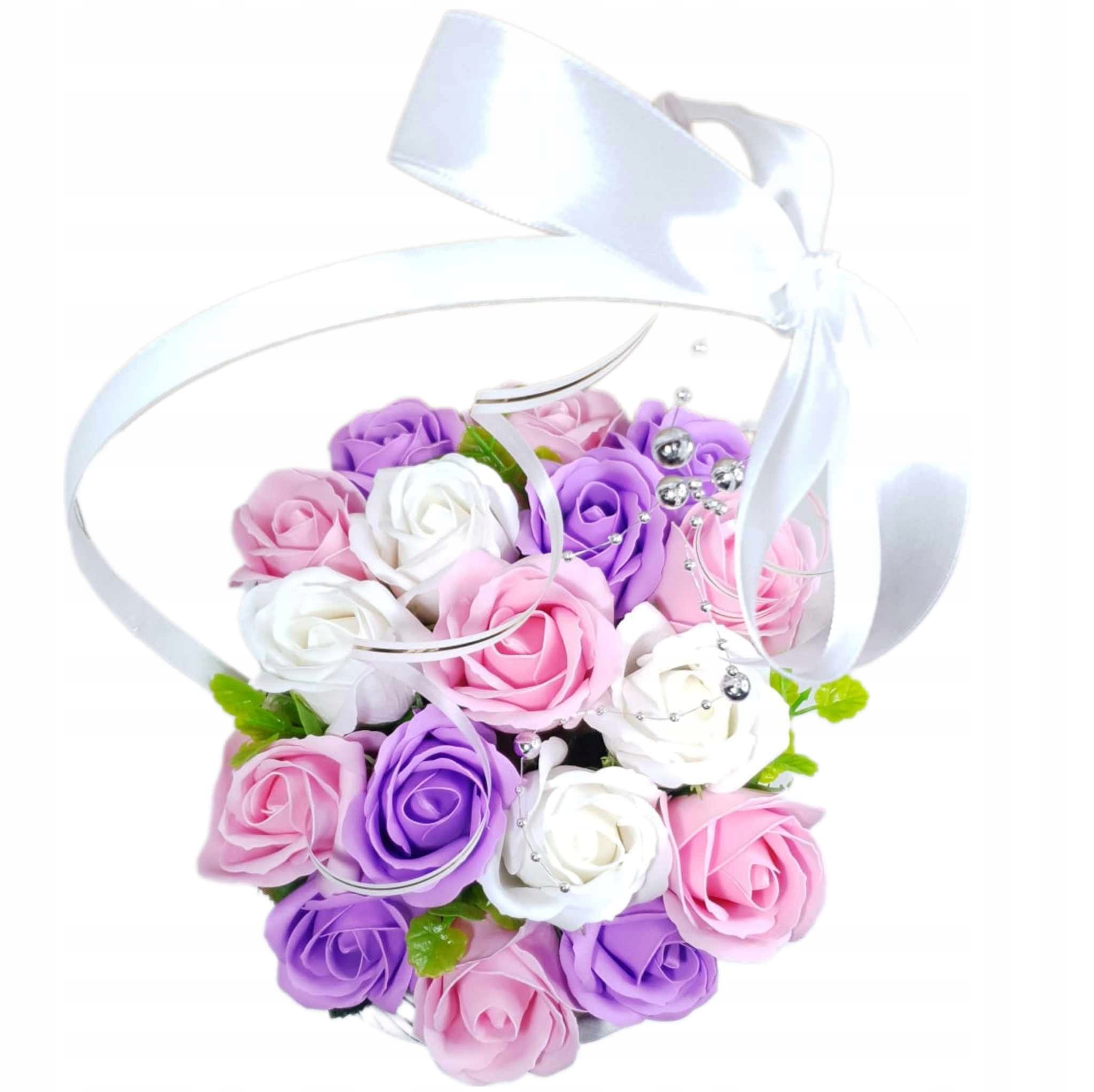 Bukiet kosz upominkowy kwiaty mydlane róże mydlane PREZENT upominek Topper Marka inna