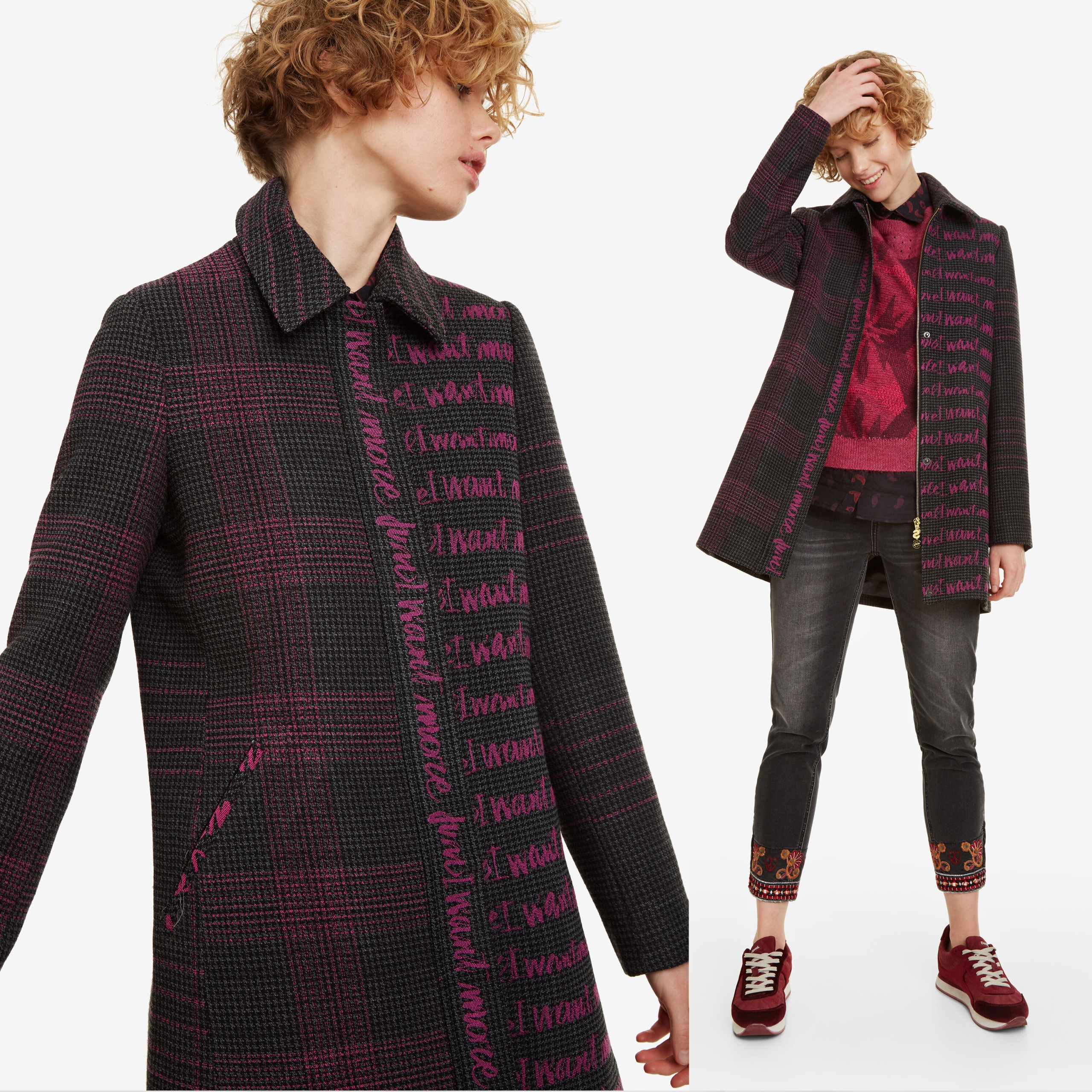 Dámský Kabát S Nápisy Pepitka Desigual S 36