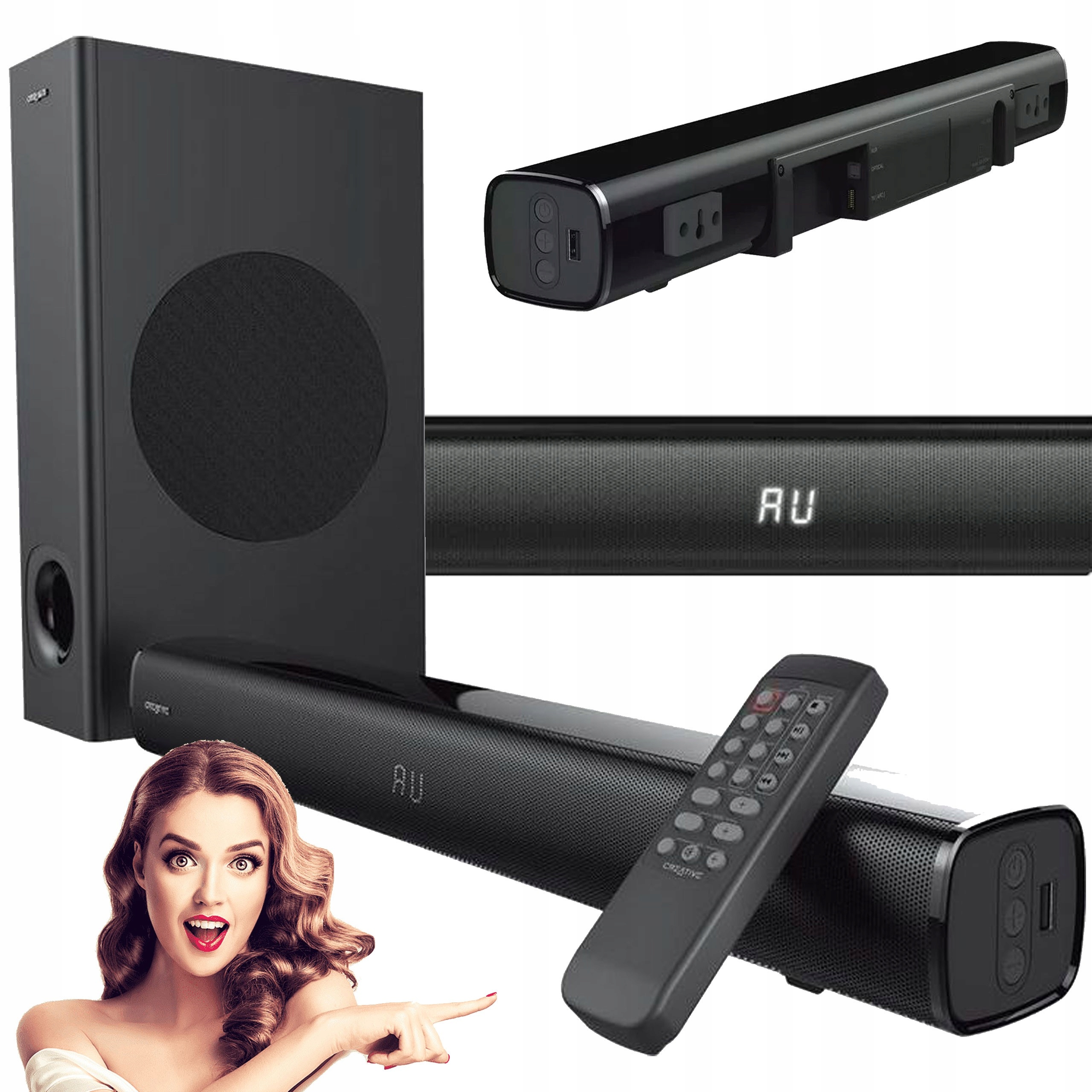 Zestaw Soundbar Subwoofer Creative Stage 2.1 MF8360 Aux Usb MP3 Pilot