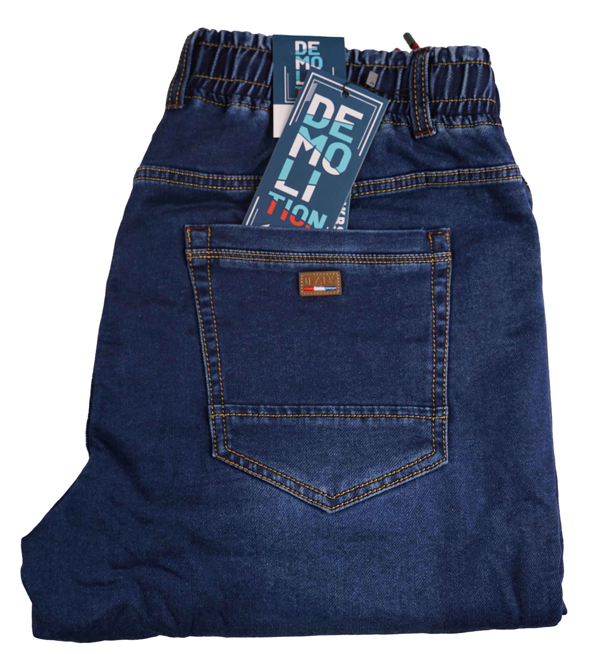 SPODNIE MĘSKIE JOGGERY JEANSOWE BOJÓWKI DŻINS ŚCIĄGACZ DUŻE 45 PAS 106-132 Rozmiar 45/32