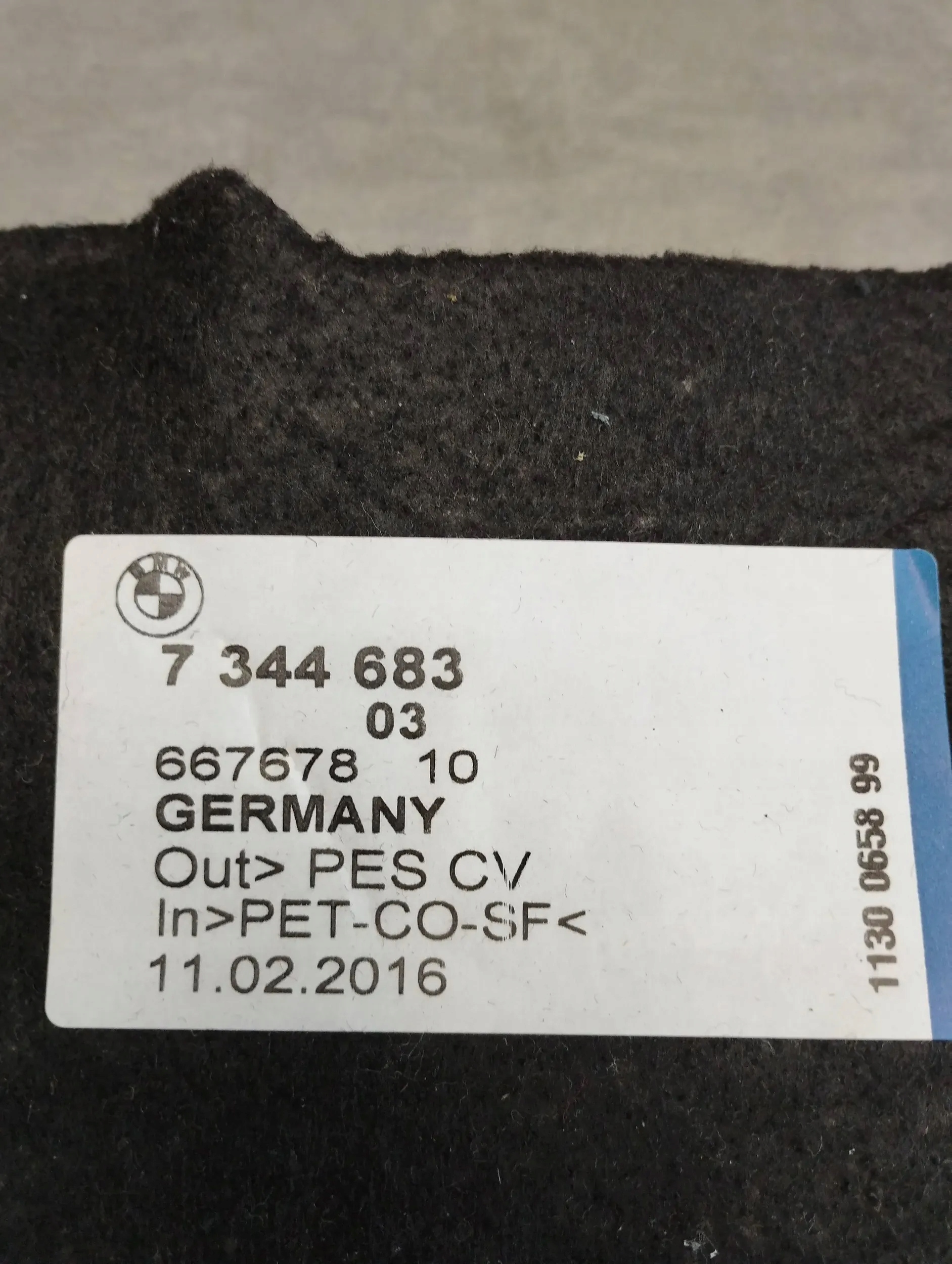 BMW 7 G11 soundproofing boot 7344683